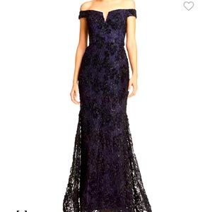 Stunning Navy Blue off the shoulders formal dress.